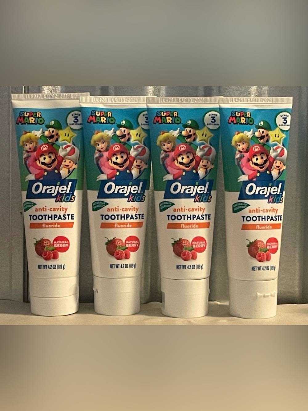Orajel Kids Super Mario Natural Berry Toothpaste - (Pack of 4)